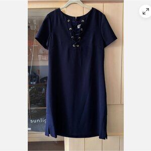 eliza j dress size 12 blue with drawstring collar closure short sleeve